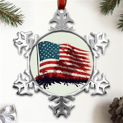 Patriotic Usa United States Flag Old Glory Metal Small Snowflake Ornament