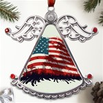 Patriotic Usa United States Flag Old Glory Metal Angel with Crystal Ornament Front