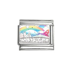 Rainbow Fun Cute Minimal Doodle Drawing Italian Charm (9mm) by Ravend