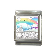 Rainbow Fun Cute Minimal Doodle Drawing Italian Charm (13mm) by Ravend