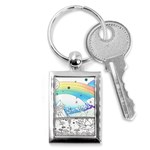 Rainbow Fun Cute Minimal Doodle Drawing Key Chain (Rectangle) Front