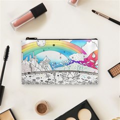 Rainbow Fun Cute Minimal Doodle Drawing Cosmetic Bag (small) by Ravend