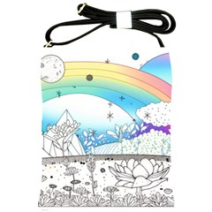 Rainbow Fun Cute Minimal Doodle Drawing Shoulder Sling Bag by Ravend