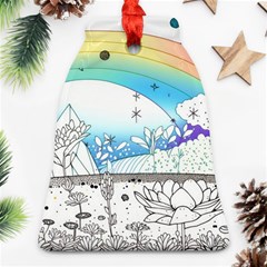 Rainbow Fun Cute Minimal Doodle Drawing Bell Ornament (two Sides) by Ravend