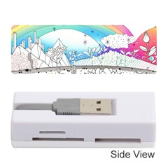 Rainbow Fun Cute Minimal Doodle Drawing Memory Card Reader (stick) by Ravend