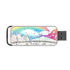 Rainbow Fun Cute Minimal Doodle Drawing Portable Usb Flash (one Side) by Ravend