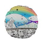 Rainbow Fun Cute Minimal Doodle Drawing Standard 15  Premium Round Cushions Front