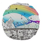 Rainbow Fun Cute Minimal Doodle Drawing Large 18  Premium Round Cushions Front