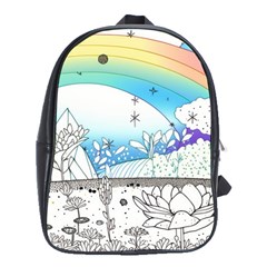 Rainbow Fun Cute Minimal Doodle Drawing School Bag (xl) by Ravend