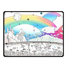 Rainbow Fun Cute Minimal Doodle Drawing Two Sides Fleece Blanket (small) by Ravend