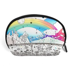 Rainbow Fun Cute Minimal Doodle Drawing Accessory Pouch (large) by Ravend