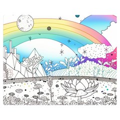 Rainbow Fun Cute Minimal Doodle Drawing Two Sides Premium Plush Fleece Blanket (medium) by Ravend