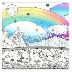 Rainbow Fun Cute Minimal Doodle Drawing Square Satin Scarf (36  X 36 ) by Ravend