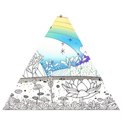 Rainbow Fun Cute Minimal Doodle Drawing Wooden Puzzle Triangle by Ravend