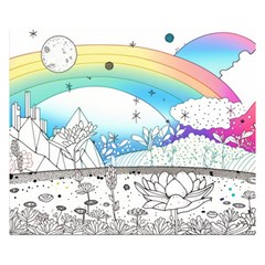 Rainbow Fun Cute Minimal Doodle Drawing Premium Plush Fleece Blanket (small)