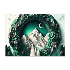 Christmas Wreath Winter Mountains Snow Stars Moon Sticker A4 (10 Pack) by Ravend