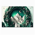 Christmas Wreath Winter Mountains Snow Stars Moon Postcard 4 x 6  (Pkg of 10) Front