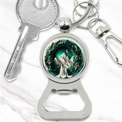 Christmas Wreath Winter Mountains Snow Stars Moon Bottle Opener Key Chain by Ravend