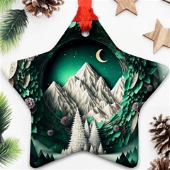 Christmas Wreath Winter Mountains Snow Stars Moon Star Ornament (two Sides) by Ravend