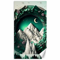 Christmas Wreath Winter Mountains Snow Stars Moon Canvas 40  X 72  by Ravend