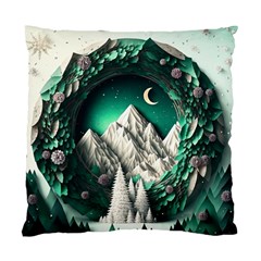 Christmas Wreath Winter Mountains Snow Stars Moon Standard Cushion Case (one Side) by Ravend