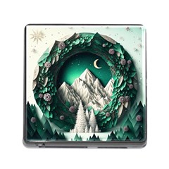 Christmas Wreath Winter Mountains Snow Stars Moon Memory Card Reader (square 5 Slot) by Ravend