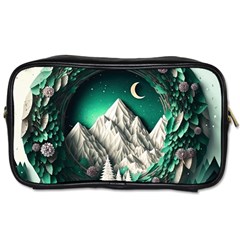 Christmas Wreath Winter Mountains Snow Stars Moon Toiletries Bag (two Sides) by Ravend