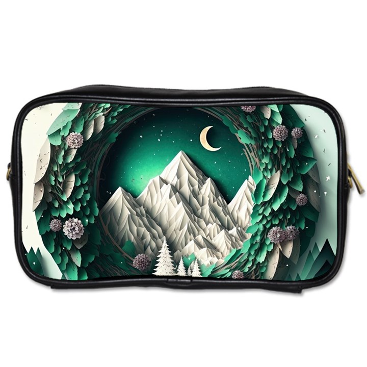 Christmas Wreath Winter Mountains Snow Stars Moon Toiletries Bag (Two Sides)