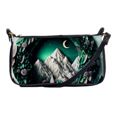 Christmas Wreath Winter Mountains Snow Stars Moon Shoulder Clutch Bag by Ravend