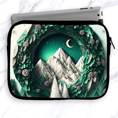 Christmas Wreath Winter Mountains Snow Stars Moon Apple Ipad 2/3/4 Zipper Cases by Ravend