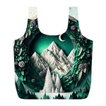 Christmas Wreath Winter Mountains Snow Stars Moon Full Print Recycle Bag (L) Front