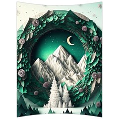 Christmas Wreath Winter Mountains Snow Stars Moon Back Support Cushion by Ravend