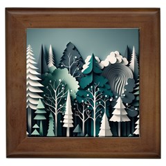 Forest Papercraft Trees Background Framed Tile by Ravend