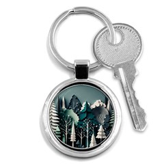 Forest Papercraft Trees Background Key Chain (round) by Ravend