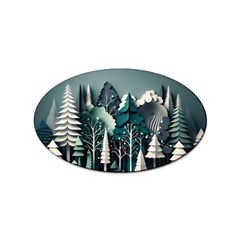 Forest Papercraft Trees Background Sticker Oval (100 Pack) by Ravend