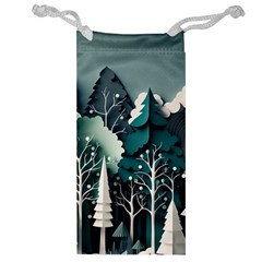 Forest Papercraft Trees Background Jewelry Bag by Ravend