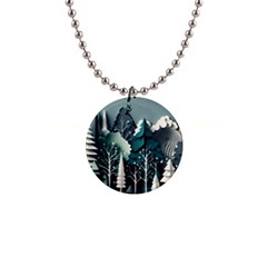 Forest Papercraft Trees Background 1  Button Necklace by Ravend