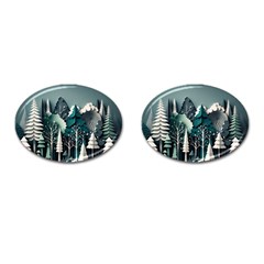 Forest Papercraft Trees Background Cufflinks (oval) by Ravend