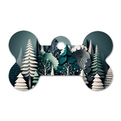 Forest Papercraft Trees Background Dog Tag Bone (two Sides) by Ravend