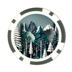 Forest Papercraft Trees Background Poker Chip Card Guard by Ravend