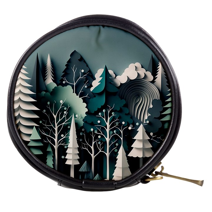 Forest Papercraft Trees Background Mini Makeup Bag