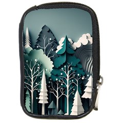 Forest Papercraft Trees Background Compact Camera Leather Case by Ravend