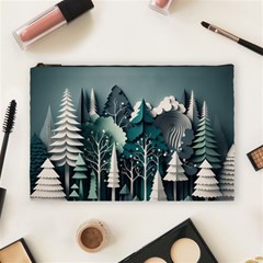 Forest Papercraft Trees Background Cosmetic Bag (large) by Ravend