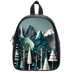 Forest Papercraft Trees Background School Bag (small) by Ravend