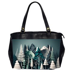 Forest Papercraft Trees Background Oversize Office Handbag (2 Sides) by Ravend