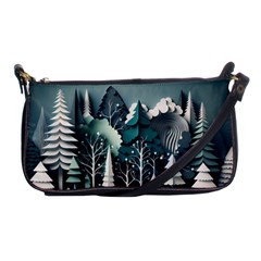 Forest Papercraft Trees Background Shoulder Clutch Bag by Ravend