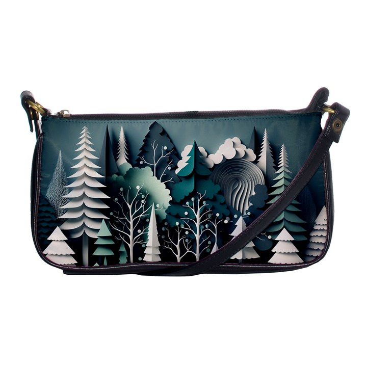 Forest Papercraft Trees Background Shoulder Clutch Bag