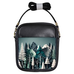 Forest Papercraft Trees Background Girls Sling Bag by Ravend