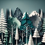 Forest Papercraft Trees Background Play Mat (Rectangle) Front