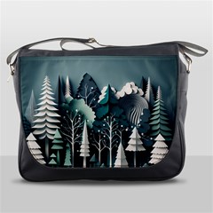 Forest Papercraft Trees Background Messenger Bag by Ravend